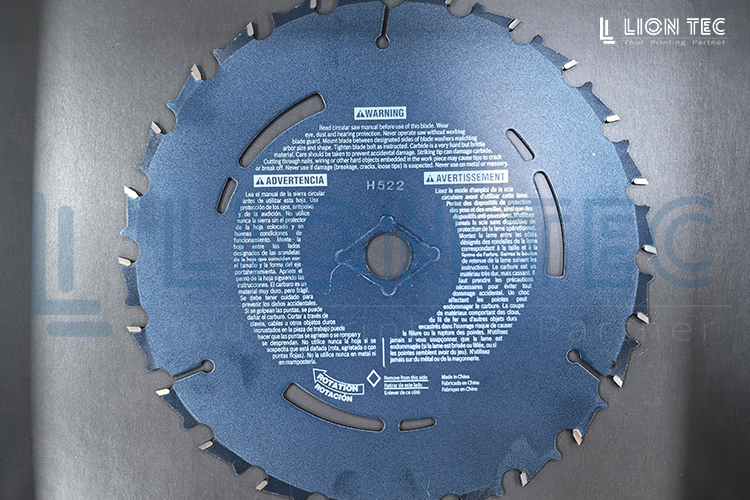 切割片彩色logo圖案等標(biāo)識，高清晰UV噴碼機(jī)噴印打樣效果案例